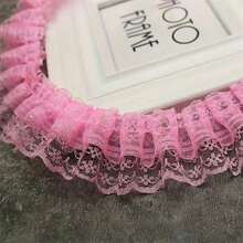 1pack 2Yard Multi-Coloured Pleated Lace, DIY Dress Accessories, Pet & Doll Embellishments Sewing Accessories Clothing Supplies-DCFV - 粉紅色的 - 查看 2