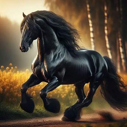 1pc DIY Running Black Horse 5D Diamond Painting Kit, [30*30cm/11.8*11.8in] [40*40cm/15.7*15.7in], Suitable For Adult Beginners DIY Mosaic Diamond Art, Full Drill Handmade Hobby, Wall Decor Painting For Living Room, Bedroom, Office, Surprise Gift For Family And Friends, Frameless