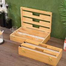 Natural Bamboo Multi-Compartment Foil Paper Drawer Organizer Box - View 1
