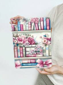 1个粉色书架玫瑰印花透明防震保护套，可爱粉色蝴蝶结设计，适合爱书人士、少女心爱好者，生日、周年纪念、返校、毕业礼物及日常使用。 - 無色 - 查看 33