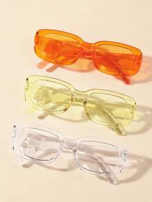 3 Pairs Retro Fashion Small Frame Glasses, Suitable For Daily Wear - Multicolor - View 6