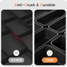 Bộ 8 hộp đựng đồ có ngăn kéo, khay đựng đồ để bàn dạng ghép nối, chất liệu chống thấm nước và bền chắc, thích hợp để đựng các vật dụng linh tinh như tất, đồ lót, quần áo, lược, mỹ phẩm, đồ dùng văn phòng và dụng cụ nhà bếp. Thích hợp sử dụng trong phòng khách, phòng tắm, nhà bếp, phòng học, phòng ngủ, văn phòng, nhà cửa, ngăn kéo, tủ, tủ quần áo. - 1 bộ - Xem 3