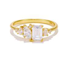 1pc Women's Ring Inlaid With Asymmetrical Zirconia, Fashionable Exquisite Daily Wear High-End Accessory - ring - View 1