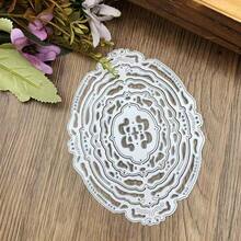 Khuôn cắt kim loại hình oval và tròn, khuôn mẫu cắt kim loại hình oval và tròn, khuôn dập nổi giấy trang trí thiệp DIY cho album và làm thiệp. - trắng bạc - Xem 2