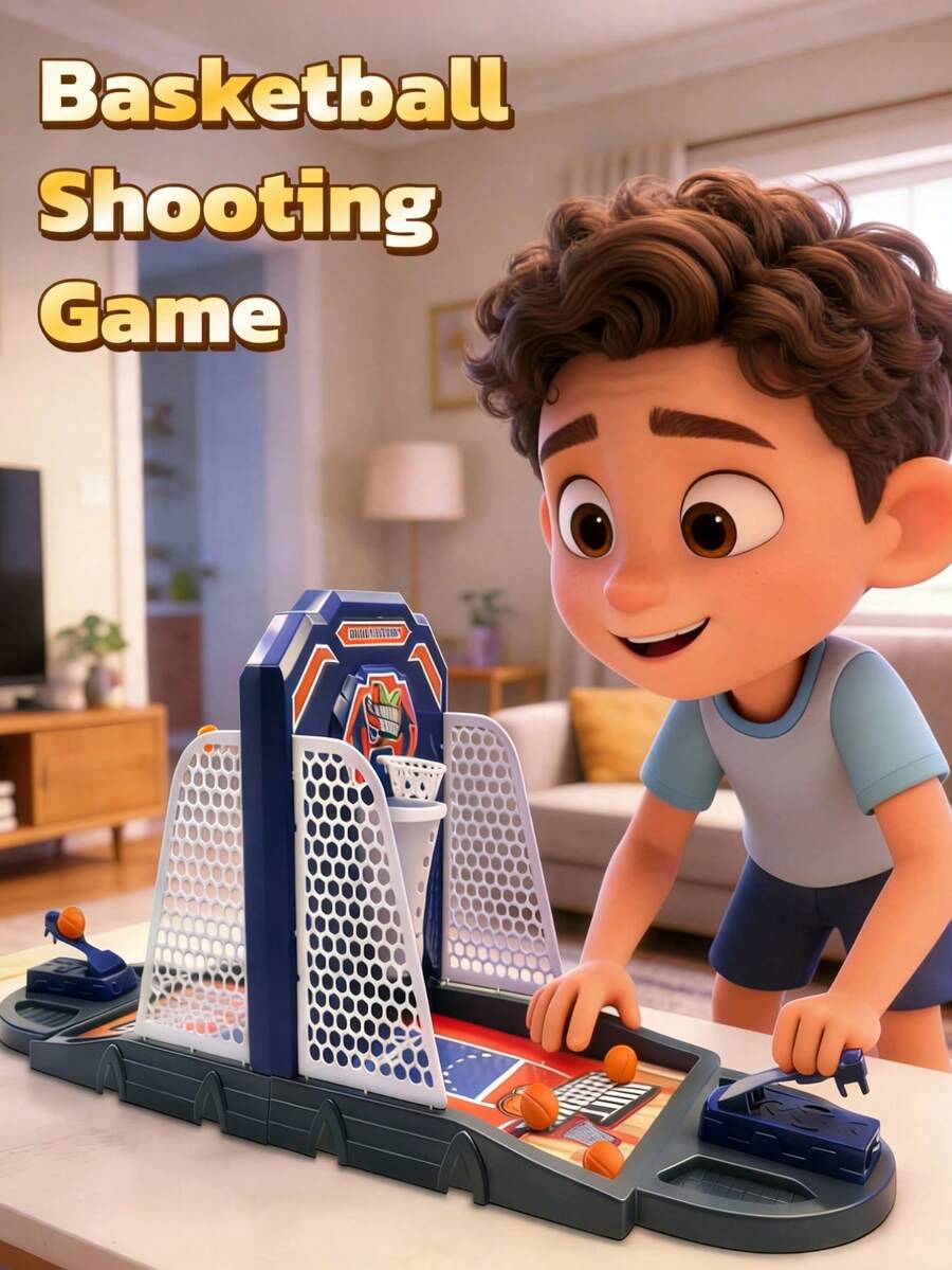 桌面篮球投篮游戏套装 - 包括 2 个篮球架和 10 个迷你篮球，趣味快节奏游戏，桌面篮球街机游戏 - 彩色 - 查看 1