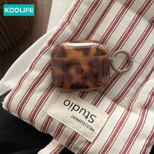 Koolife 1pc Amber Leopard Print Protective Case Compatible With 4th Generation , Soft Shell For 3rd Generation Bluetooth Earphones Pro, 2nd Generation - Amber Leopard Print - View 3