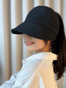 1 Piece Women's Foldable Breathable Sun Hat, Wide Brim, UV Protection, Open Top Cap, Suitable For Ponytails - Multicolor - View 3
