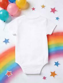 Infant "Ain't No Gigi Like The One I Got" Graphic Bodysuit, Breathable Cotton Short Sleeve Romper, Cute All-Match Outfit For Newborns,Perfect For Grandma's Day & Everyday Style - 白色 - 查看 2