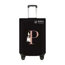 1pc Non-Stretch Non-Woven Fabric Luggage Protective Cover Suitable For 20-30 Inch Trolley Case, Anti-Scratch Luggage Protector Cover With Rose Gold Letter Pattern, Travel Accessory Essential For Back To School - Black - View 159