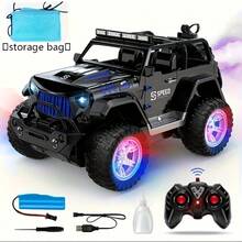 2.4GHz 四驱遥控越野车，带喷水、漂移和 LED 灯，高速攀爬遥控车，USB 充电，经久耐用，操作简便，是圣诞节、生日、节日送给男孩女孩的完美礼物。 - 黑色 - 查看 11