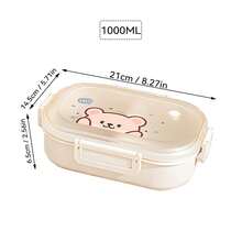 1000ML 3 Compartments Portable Plastic Lunch Box, Cute Patterned Fruit Salad Bento Box, Large Capacity Sealed Leak Proof Lunch Container, Detachable Divided Fruit Fresh-Keeping Box, Microwave Heatable, Suitable For Student And Adult Use In School, Office, Outdoor Camping, Picnic, Travel - Multicolor - View 14