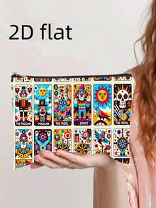 1个塔罗水晶蜡烛魔法组合化妆包，可折叠大容量化妆袋，带拉链，生日或毕业礼物，旅行包，双面印花 - 彩色 - 查看 5