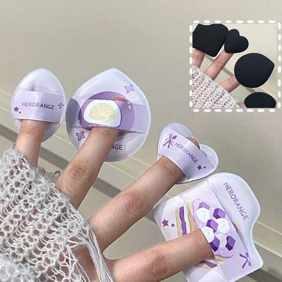 HERORANGE 8pcs Taro & Matcha Makeup Sponge Set, Suitable For Under Eye, Nose, And Detailed Makeup Application, Non-Absorbing, Hydrophilic, Dry & Wet Use, Soft & Bouncy, Makeup Tool, Convenient, Durable, Great Gift