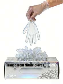 100pcs Multi-Purpose Nitrile Gloves - Waterproof, Anti-Static, Durable, Suitable For Dishwashing And Household Cleaning, Convenient Household Tool - Blue - View 18