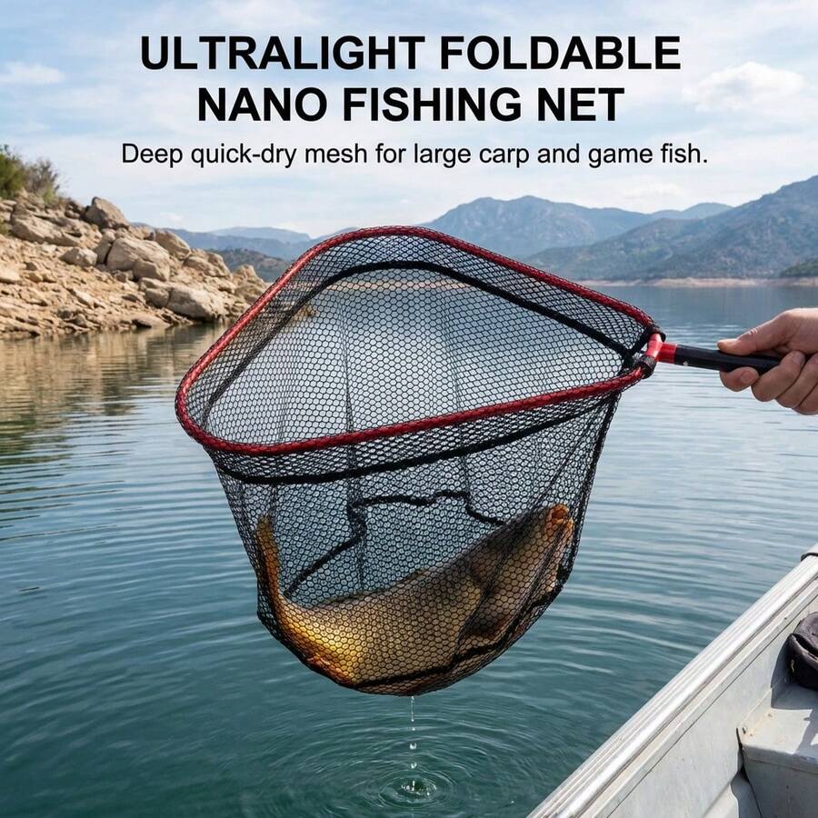 Fishing Net Head For Carp Fishing Deep Quick Dry Mesh Ultra Light Hard Structure - Multicolor - View 1