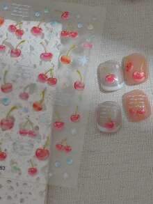1张春夏5D樱桃贴纸 闪亮樱桃果冻水果美甲配饰 水果女孩贴纸 - 彩色 - 查看 5