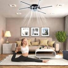Ventilador de techo LED 32'' fandelier moderno - perfil bajo empotrado - control remoto y APP - brillo y temperatura de color regulables - ultra silencioso para dormitorio o sala de estar - Estrella - Ver 2
