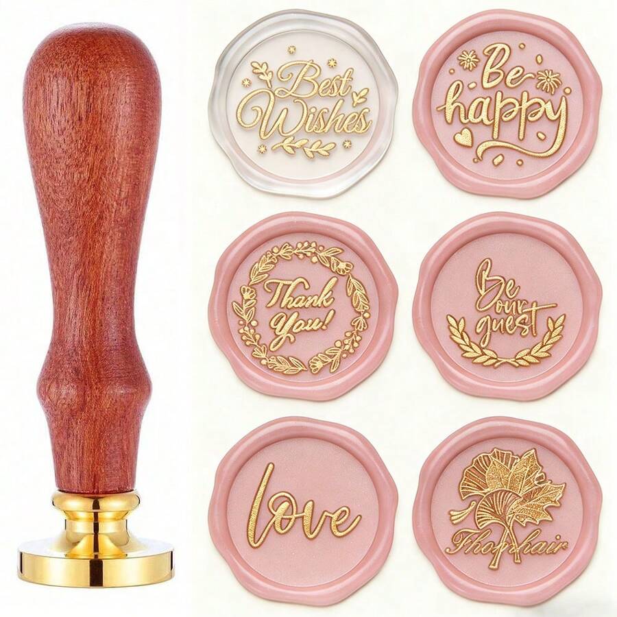 BAOFALI 1pc English Blessing Wax Seal Stamp Head, Includes Patterns Like "Blessing", "Happiness", "Thank You", "Happy Birthday", "Love", Suitable For Wedding Invitations, Gift Packaging, Etc. - Single Piece - View 1