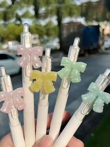 4pcs Random Bowknot Neutral Pens, Pastel Bowknot Stationery Pens For Girls - Multicolor - View 6