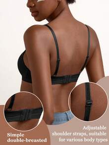 Women's Seamless Supportive Wireless Bra With Lift And Shaping, Comfortable - Black - View 4