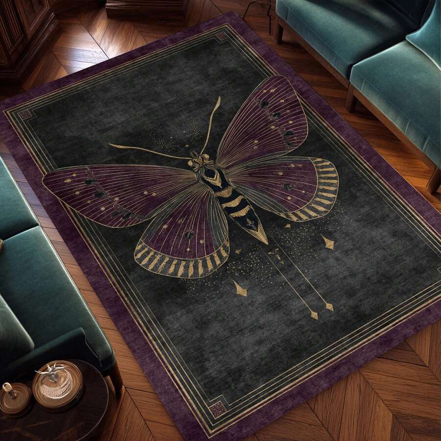 Gothic Floral Mandala Dark Area Rug, Boho Gothic Living Room Area Decor, 32*20inch /84*60inch,Perfect Choice For Gift ,Stylish And High-Quality Rugs, Perfect For  Decorations And GiftsHome Decor, The Best Choice For Gothic-Style Birthday Gifts - Multicolor - View 1