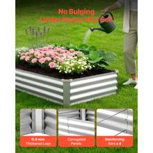 2 Pack Galvanized Raised Garden Beds, 6 X 3 X 1 Ft, Rectangular Metal Planter Boxes Kit Outdoor, Bottomless Elevated Planting Box With Gloves, Alu-Zinc, For Growing Flowers Vegetables, Silver - 6*3*1ft Silver 2-Piece Set - 查看 3
