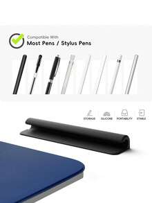 1 pieza Soporte adhesivo de silicona negra para lápiz capacitivo, compatible con Apple Pencil 1ra/2da generación, S7/S8 Stylus - Negro - Ver 4