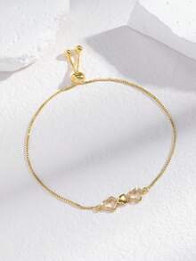 1条简约优雅镂空心形链手链，百搭日常佩戴，适合作为情人节、开斋节礼物 - 彩色 - 查看 4