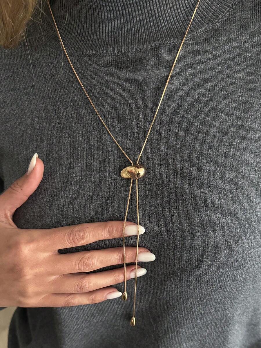 1件波西米亚几何不对称CCB吊坠流苏Y型项链，简约优雅休闲日常、派对、约会、度假、女士生日节日百搭珠宝礼物