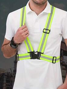 1pc Reflective Vest, Elastic Reflective Strips, Reflective Clothing, Suitable For Night Running, Cycling, Walking, All Season, Reflective Running Vest - Multicolor - View 4