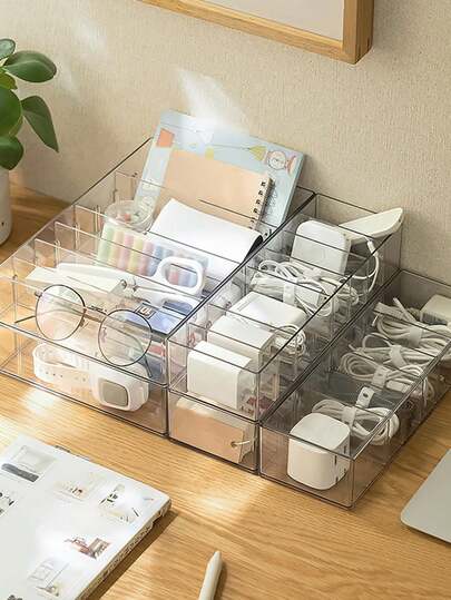 1pc Dust-Proof Cable Management Box, Desktop Organizer Box For Charging Cables, Power Cords, Data Cables