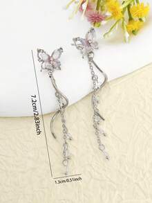 一对优雅蝴蝶耳环，奢华高端独特个性化流苏耳环，适合新娘、宴会、派对等场合佩戴。 - 彩色 - 查看 2