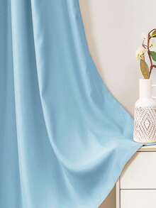 Conjunto de 2 cortinas blackout, ideais para sala de estar, varanda, sala de jantar, quarto, casa e escritório. Fácil instalação com ilhós. - Baby Azul - Ver 4