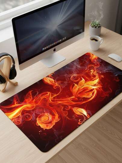 Large Flame Floral Anti-Slip Waterproof Mouse Pad, Compatible With Mouse And Trackball, Can Be Used As Keyboard Pad, Desk Mat Or Book Stand, Suitable For Gamers, Office And Dorm, Ideal Gift For Gaming Enthusiasts, Compatible With Mouse And Trackball