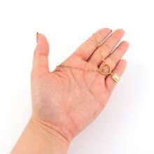 1pc Simple Classic Block Initial Hollow Heart Pendant Golden Stainless Steel Lip Chain Necklaces For Women - Yellow Gold - View 3