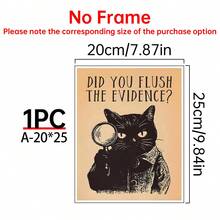 1张“你把证据冲走了吗?”趣味猫咪浴室海报。复古黑猫厕所墙饰。家居装饰,房间装饰。房间装饰美学,可选画框 - 1pc - 查看 15