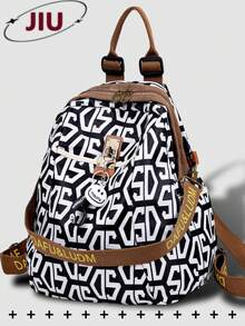Ba lô nylon in chữ chống trộm dành cho nữ; Túi đeo vai đa năng kiểu retro; Túi du lịch nhẹ nhiều ngăn; Túi đi học tối giản dung tích lớn; Túi đựng sách tiện dụng, phù hợp cho học sinh, y tá, giáo viên, doanh nhân, du lịch và nghỉ mát, công tác, đi lại hàng ngày, mua sắm, văn phòng, hẹn hò, leo núi, đào tạo, làm việc, quà tặng sinh nhật, quà tặng ngày lễ. - Nhiều màu - Xem 2