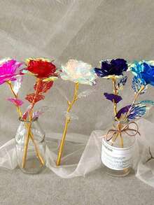 3/5/10pcs Mawar Emas Pelangi Abadi - Bunga Galaksi Plastik Berwarna-warni, Mawar Buatan Berkilau dan Berkilau, Hadiah Sempurna untuk Hari Valentine, Hari Ibu, Natal, Ulang Tahun Pernikahan, Ulang Tahun, Pernikahan, Hari Thanksgiving, Dekorasi Rumah Serbaguna - warna - View 8