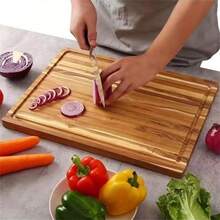 1pc Acacia Wood Cutting Board - Dual-Sided, Durable And Easy To Clean, Multi-Function Chopping Board Suitable For Cheese, Veggies, Meat, Bread, Fruits, Nuts, Steaks, Sushi, Home Kitchen, Restaurant, Easy To Wash, Outdoor Camping Use - Yellow - View 13