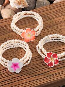 Bohemian Style Crystal & Seed Bead Bracelet, Layered Daisy Flower Design For Women - Multicolor - View 12