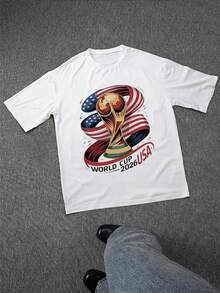 United World Cup Football T-Shirt White World Cup Trophy And Stars Graphic Print For Sports Fans And Events - Trắng 6 - Xem 1