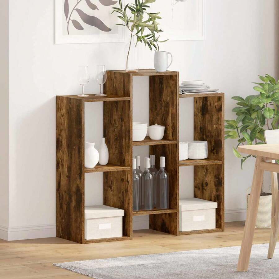 Aparador legno di quercia ahumado 90 x 30 x 90 cm per ufficio per studio per lavoro da casa con archiviazione design moderno per lavoro remoto studio universitario uso domestico per ufficio per studio per lavoro da casa con spazio di - Castano - Visualizzare 1