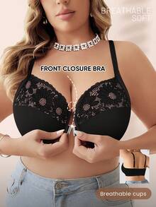 Plus Size Women Bra, Daily Wear Supportive, Cleavage Enhancing, Breathable, Comfortable, Soft - Black - View 1