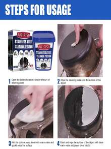 JUE FISH 1盒/2盒装多用途不锈钢清洁膏（全新升级配方），厨房去油污，去除锅具锈迹，炉灶清洁膏 - 固體 - 查看 6