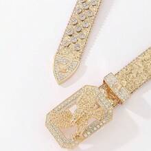 Handmade Crystal Embellished Waist Belt, Extended Length, High Street American Style, New Blue Waist Belt - Gold - View 2