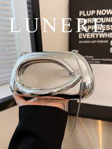 1个闪亮银色简约休闲复古优雅手提包，链条单肩斜挎包，适合派对，复古硬币装饰 - 亮銀色 - 查看 7