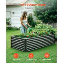Metal Raised Garden Bed, 8 X 4 X 2 Ft Outdoor Galvanized Planter Garden Box, Open Bottom Design, Large Planter Raised Bed For Growing Vegetables, Flowers, Herbs, And Succulents, Dark Gray - 94,5 x 47,2 x 23,6 inch - Xem 2