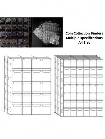 42/30/20/12 Páginas para colección de monedas, 10 hojas, Carpeta para colección de monedas, Hojas de bolsillo estándar de 9 agujeros para monedas, Juego de colección de monedas, Organizador de coleccionista de monedas, Clasificación y exhibición de monedas