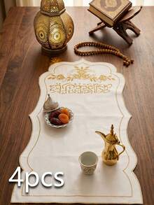 1/2/4pcs Holiday Woven Placemats, Suitable For Family Gatherings, Parties, Weddings, Dining Tables, Home, Office, Coffee Tables, Kitchen, All Seasons, Non-Slip Coasters For Cups, Bowls, Plates - Multicolor - View 9