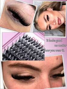 640 pièces de faux cils en amas 40D+60D+100D, épaisseur de 0,05 mm, courbure D, longueurs mélangées de 8 mm à 16 mm, style naturel, amas de cils en fourrure de vison russe plate épaisse et volumineuse, convient pour Halloween, les fêtes, le maquillage de Noël, essentiel pour les débutants, faux cils en amas, faux cils individuels, applicable à diverses occasions et styles, essentiel pour le maquillage et les débutants en beauté, peut être assorti librement selon la position et la densité - D - Voir 3